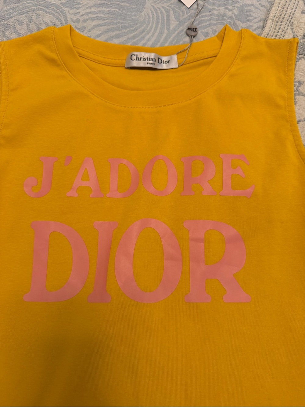 Dior J'Adore Logo Tank Top - Yellow/Pink - Picture 2 of 7